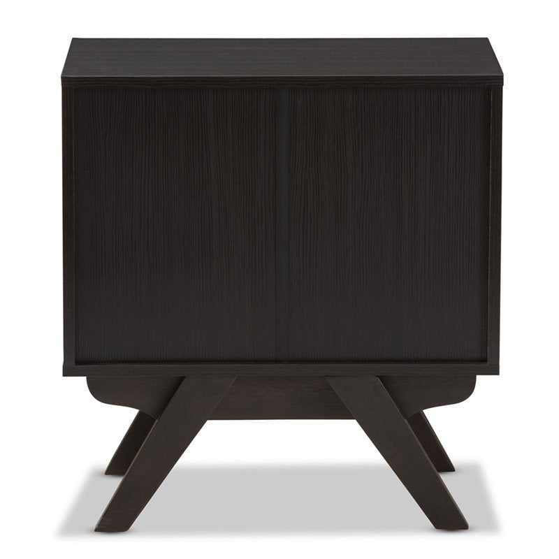 Home Square Mid Century 2 Drawer Wood Nightstand Set in Dark Brown (Set of 2)