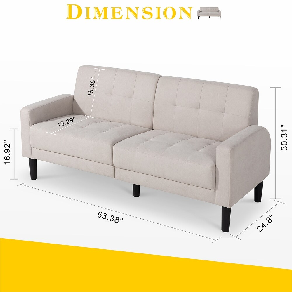 Futzca 63 inch Small Modern Tufted Upholstered Loveseat