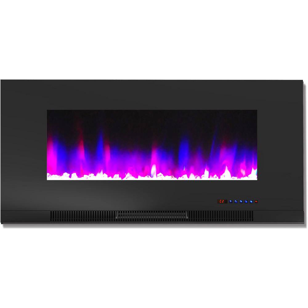 Cambridge 42 in. Wall-Mount Electric Fireplace in Black with Multi-Color Flames and Crystal Rock Display CAM42WMEF-1BLK