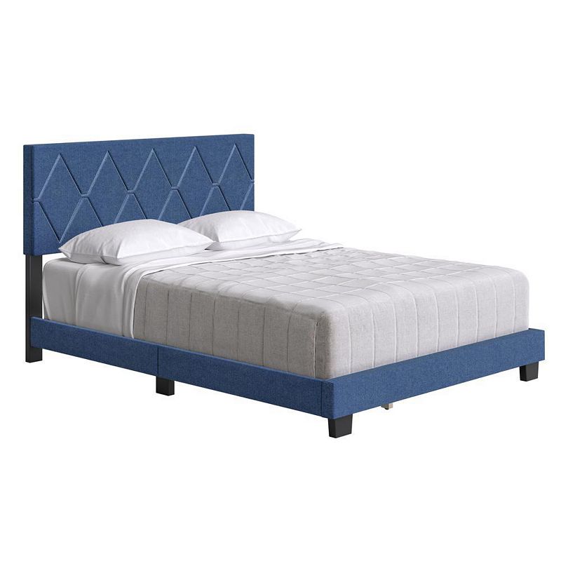 Boyd Sleep Diamond Upholstered Linen Platform Bed， Queen