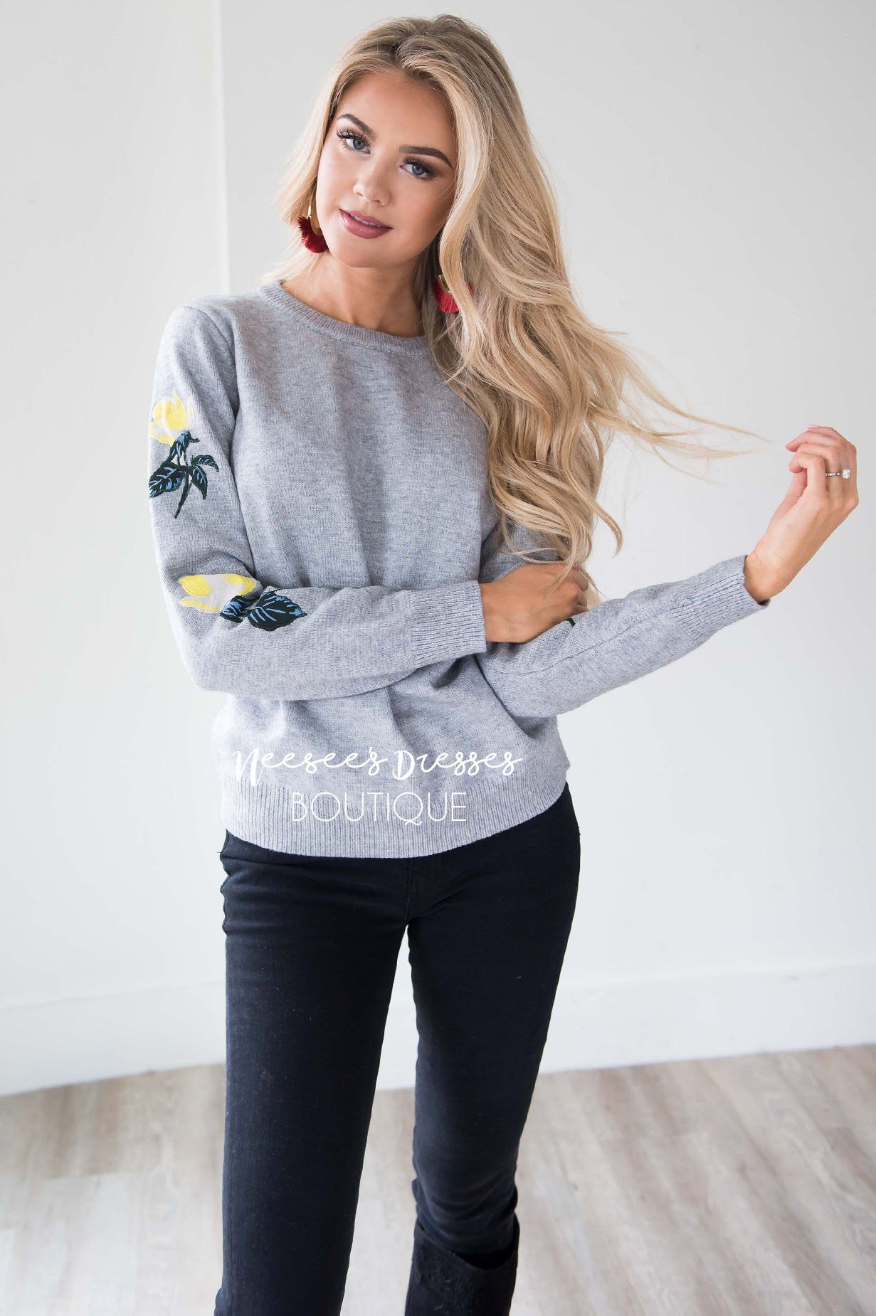 Can't Miss Me Floral Sleeve Sweater