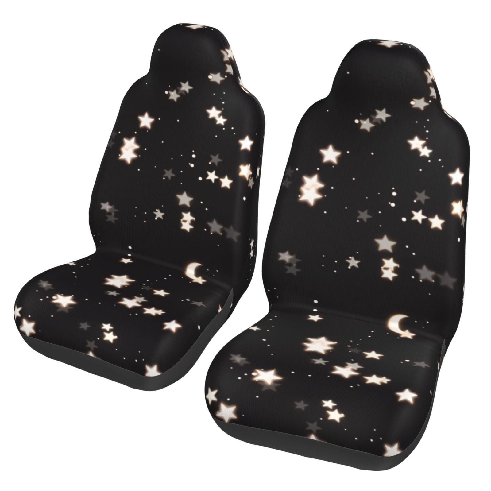 TEQUAN Front Seat Covers， Night Stars Moon Pattern 2 Piece Car Seat Cover Fit Most Car SUV Truck Van