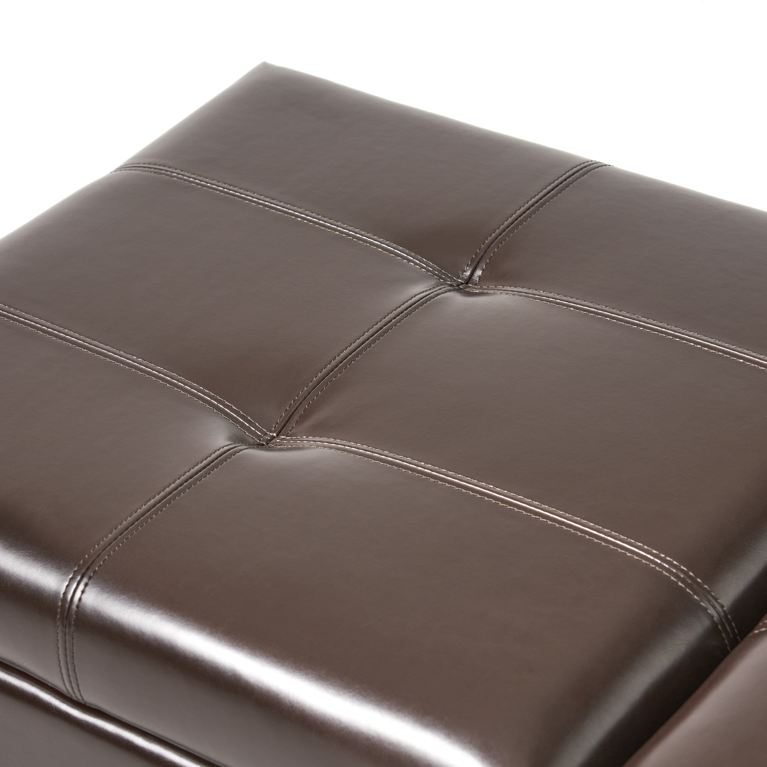 Murray Rectangle Double Flip Leather Storage Ottoman Coffee Table