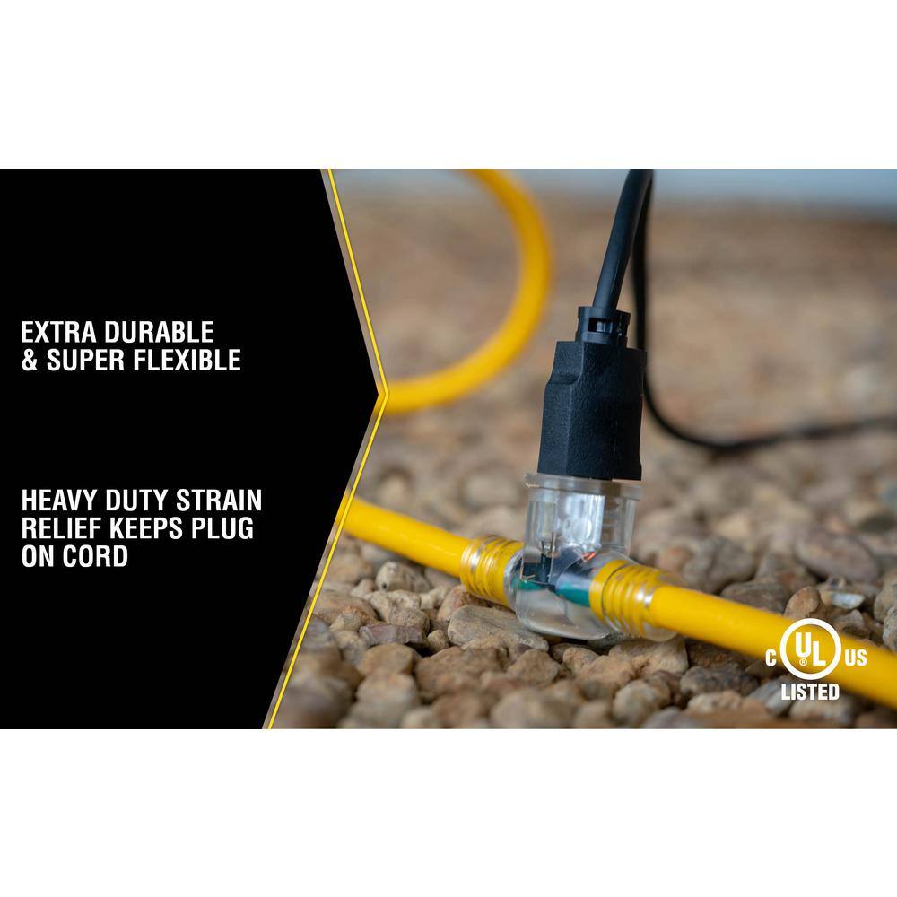 Yellow Jacket 25 ft. 123 STW Multi-Outlet (3) Outdoor Heavy-Duty Extension Cord with Power Light Plug 2830