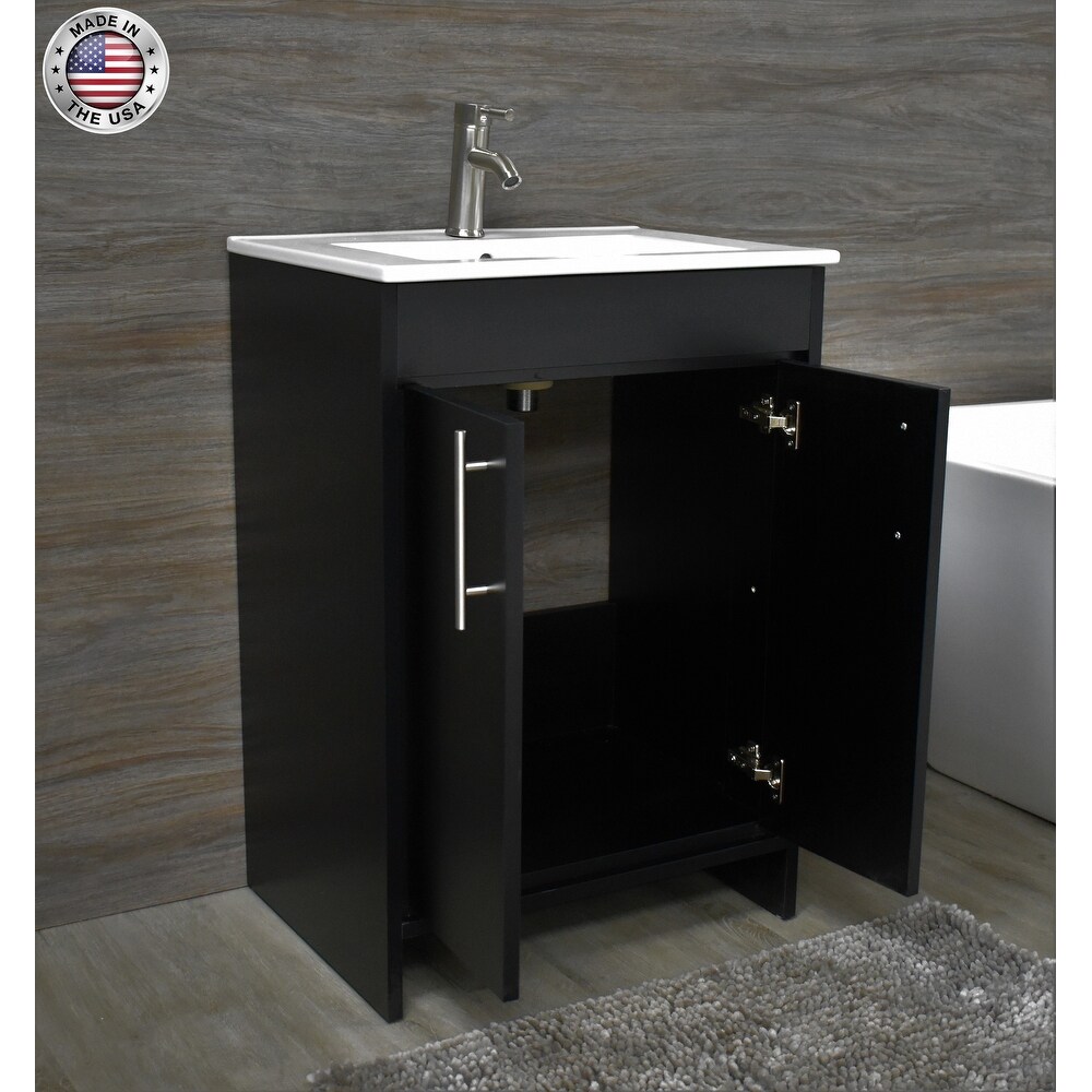 Volpa USA Villa 24 inch Black Freestanding Bathroom Vanity Set