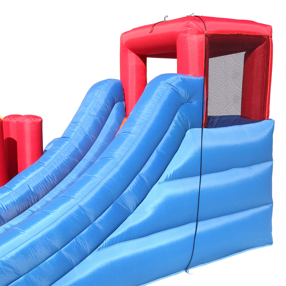 Summer Large Kids Inflatable Bouncers, Bouncy Castle, River Field, Climbing Wall, Water Cannon and Hose + 110V-120V 680W US Standard Bouncy Castle Blower