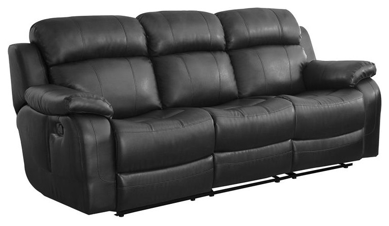 Lexicon Marille Double Reclining Sofa with Center Drop Down Cup Holders in Black   Contemporary   Sofas   by Homesquare  Houzz