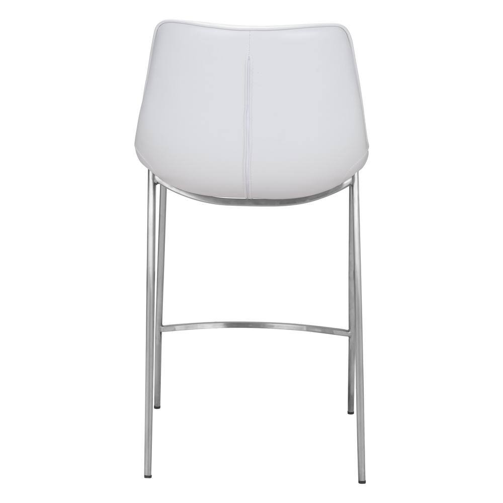 ZUO Magnus Counter Chair (Set of 2) White  Silver 101408