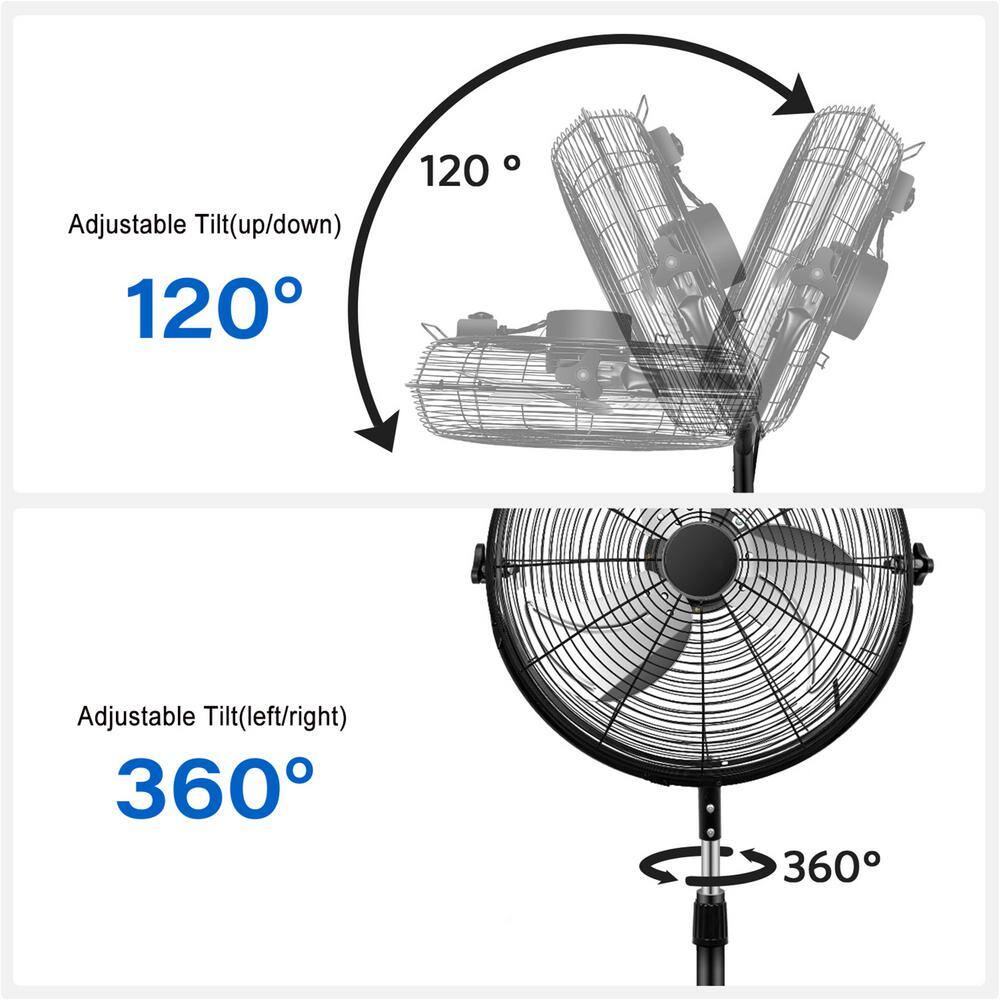 Edendirect 20 in. Pedestal Standing Fan High Velocity Heavy Duty Metal For IndustrialCommercialResidentialGreenhouse UseBlack DHS0RA220422007