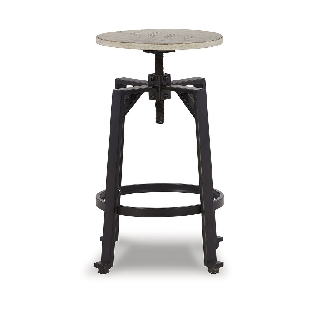 Signature Design by Ashley Karisslyn Whitewash/Black Adjustable Height Swivel Counter Stool (Set of 2)   19\