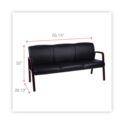 Alera Reception Lounge WL 3-Seat Sofa， 65.75w x 26d.13 x 33h， Black/Mahogany (RL2319M)