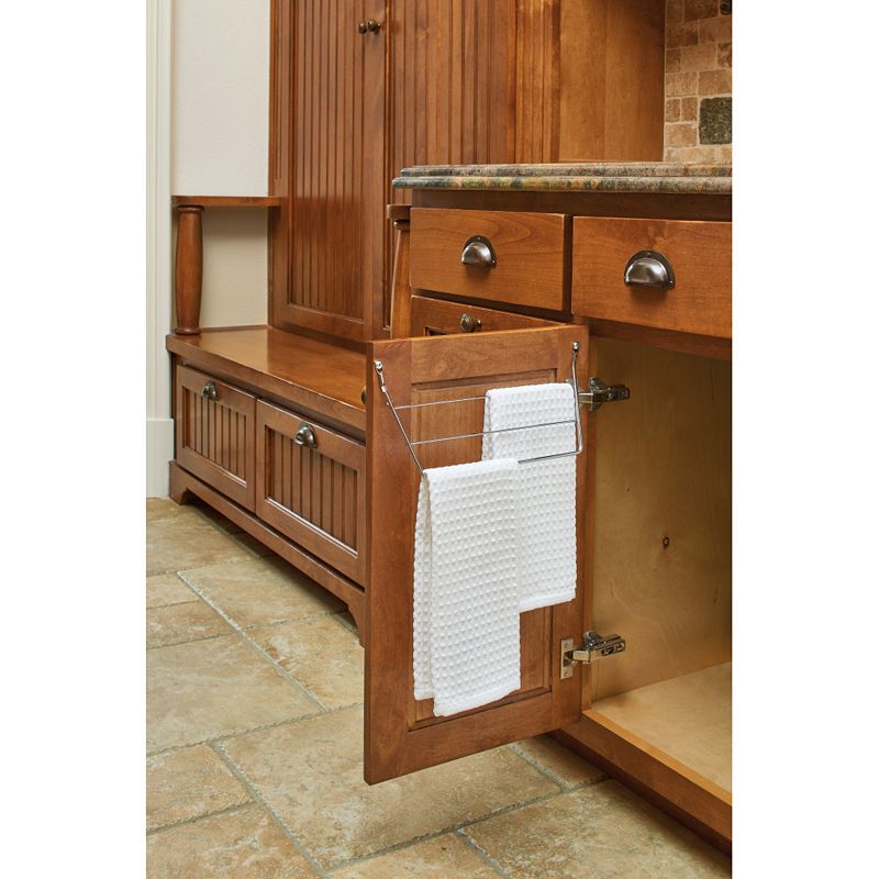 Rev-A-Shelf Kitchen and Bathroom Undersink Door Mount Towel Bar， Chrome， 563-32 C