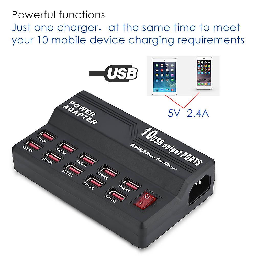 100-240v 5v/12a 10 Interface Fast Usb Travel Charger 60w Desktop Phone Charger Adapter (eu)