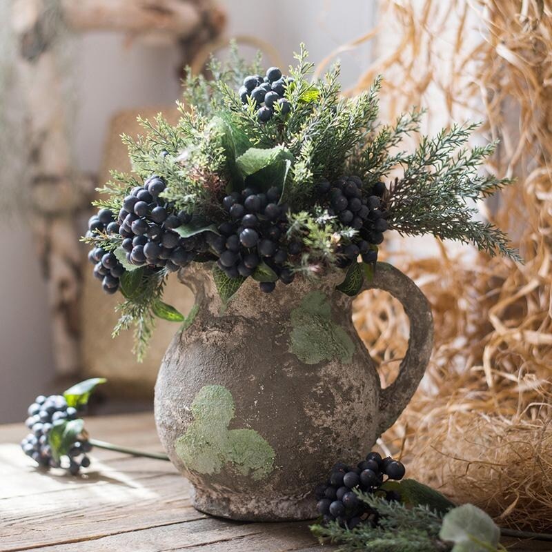 RusticReach Pompeii Cement Floral Jar