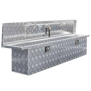 XtremepowerUS 71 in. Silver Aluminum Crossover Crossbed Truck Tool Box Storage 96018-H1