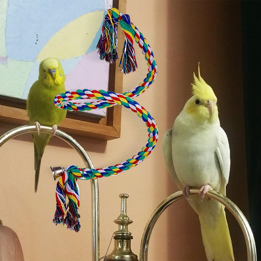 Bird Perch Stand Bird Rope Perch Bird Toys 3 Pcs for Parakeets Cockatiels， Conures， Macaws， Lovebirds， Finches