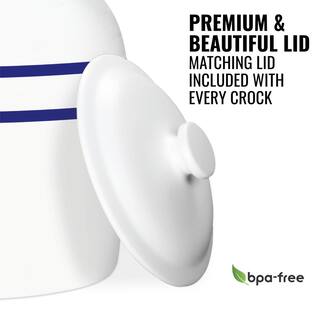 GEO Porcelain Ceramic B.P.A. and Lead Free Crock Water Dispenser Stainless Steel Faucet with Included Lid CKOVIBLUS