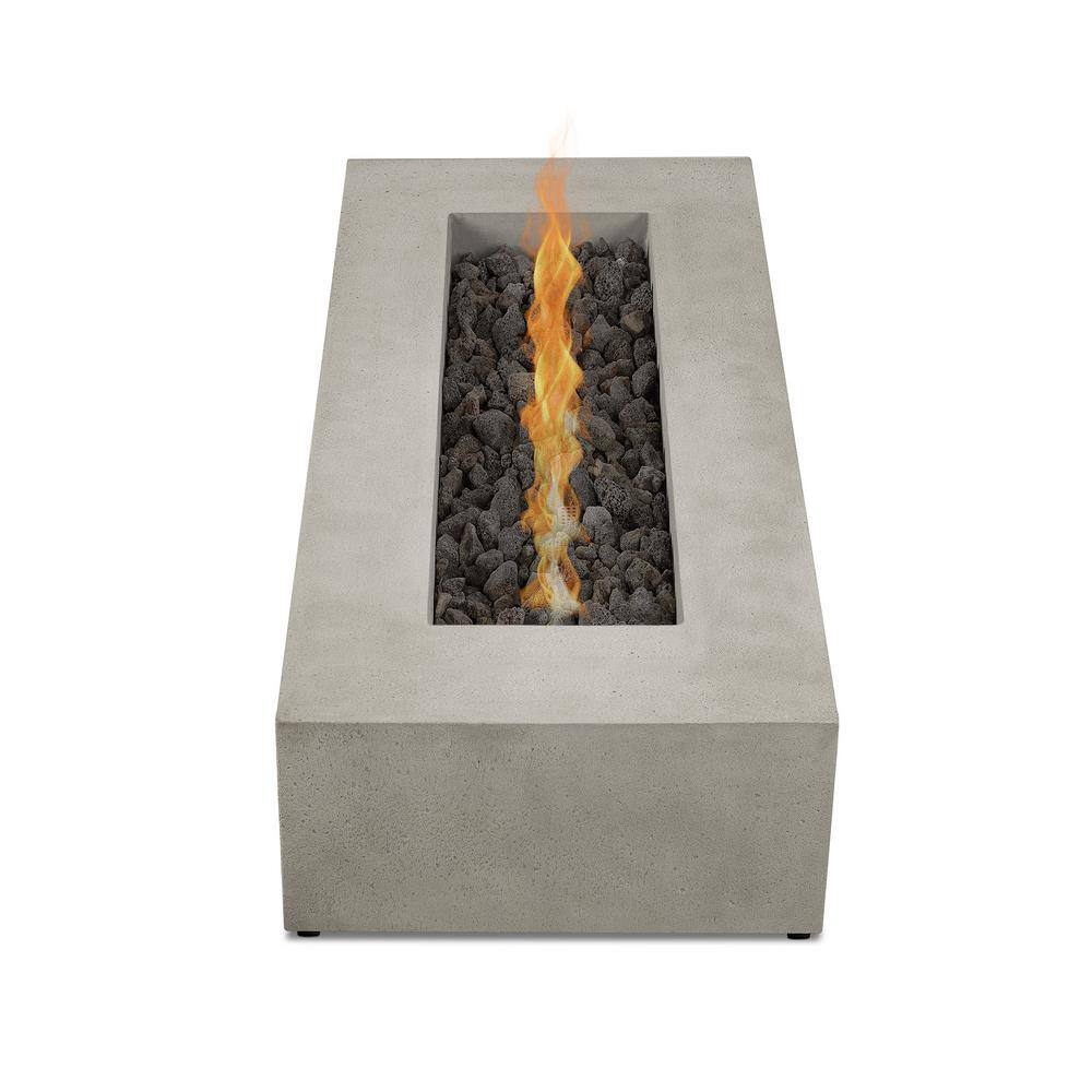 JENSEN CO Brookhurst 72 in. L X 12 in. H Outdoor GFRC Liquid Propane Fire Pit in Flint with Lava Rocks 1591LP-FLNT