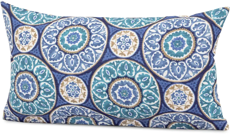 Tabea Blue and White Lumbar Outdoor Pillow