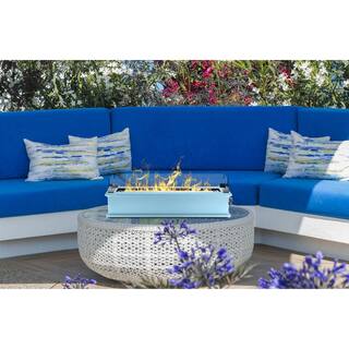 UKIAH Loom X Blossom 28.9 in. L x 9.25 in. W Outdoor Rectangular Steel Liquid Propane Tabletop Fire Pit in Sky Blue TK-1033-SK