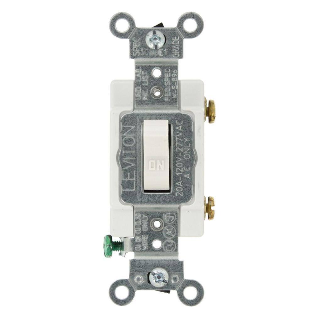 Leviton 20 Amp Single-Pole AC Quiet Toggle Switch White R52-0CSB1-2WS