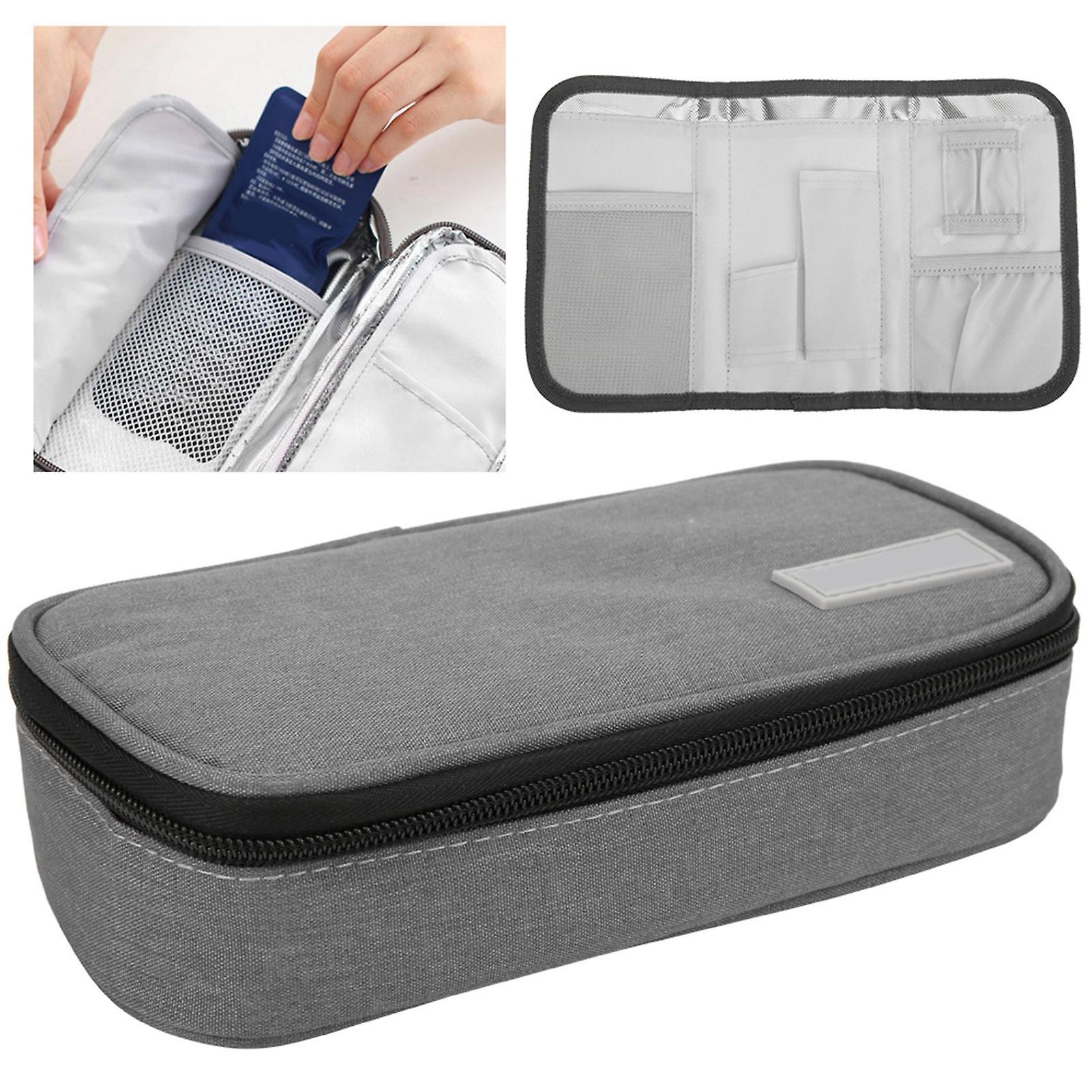 Insulin Refrigerated Box Portable Waterproof Alcohol Pad Ice Bag For Diabetic Patientsgray Not Include Ice Pack