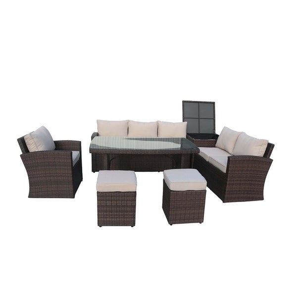 14-Piece Outdoor Wicker Sofa Patio Set Sectional Furniture by Moda Furnishings - Overstock - 28308653