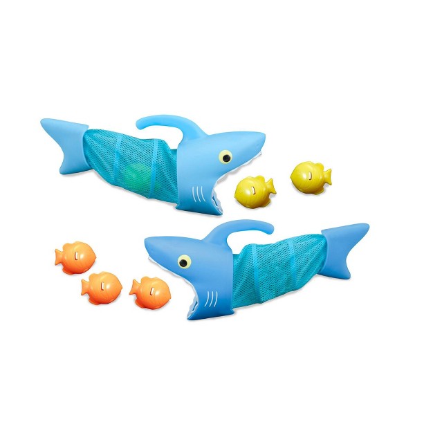 Melissa amp Doug Sunny Patch Spark Shark Fish Hunt Pool Game With 2 Nets And 6 Fish To Catch