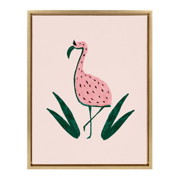 X 24 quot Sylvie Flamingo Watermelon Framed Canvas By Kendra Dandy Gold Designovation