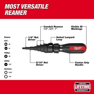 MW 7-in-1 Conduit Reaming Multi-Bit Screwdriver with FASTBACK 6-in-1 Folding Knife 48-22-2870-48-22-1505