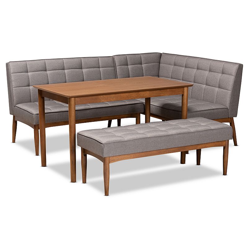 Baxton Studio Sanford Dining Table and Benches 4-piece Set