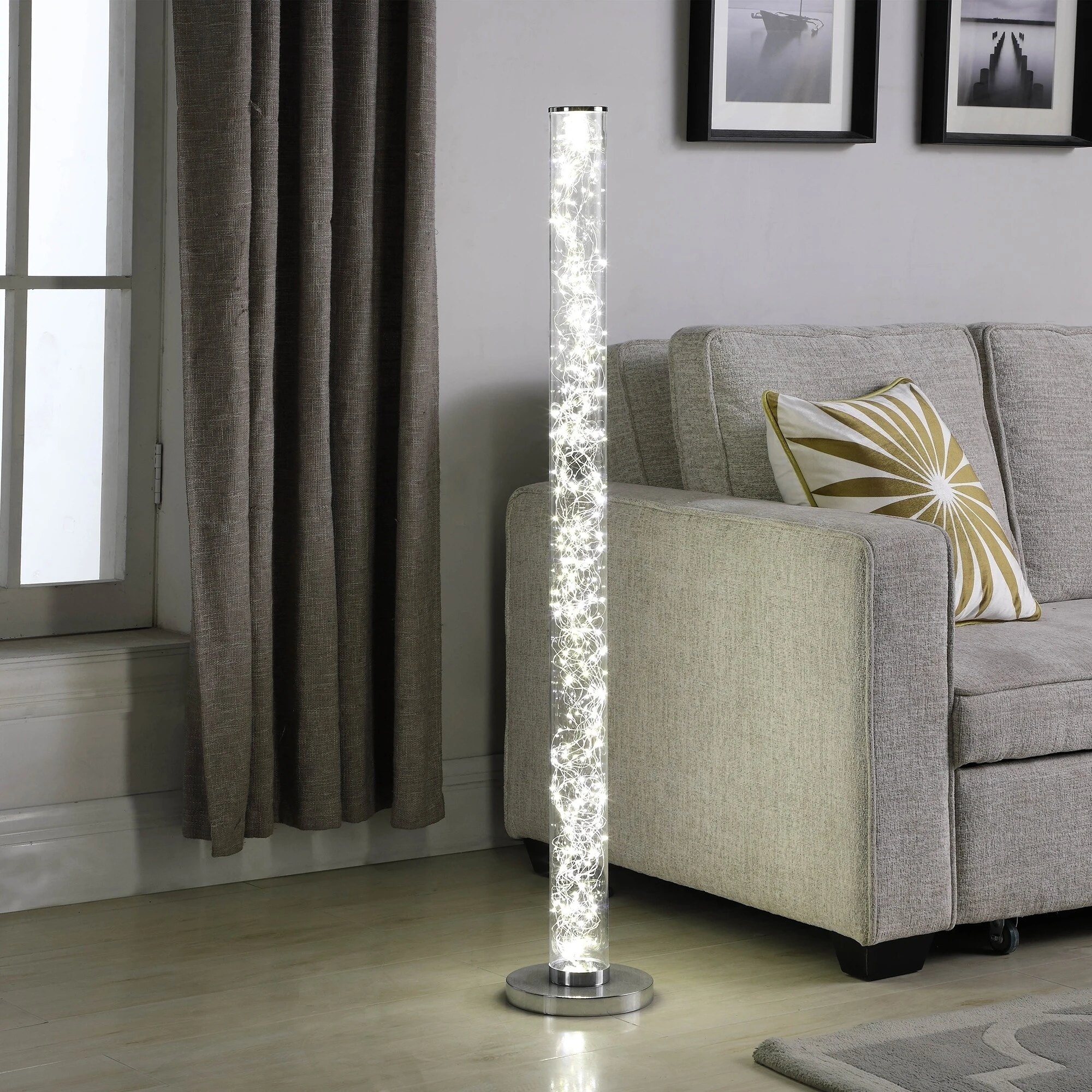 49 In. Exposed Rope LED Minari Clear Column Floor Lamp