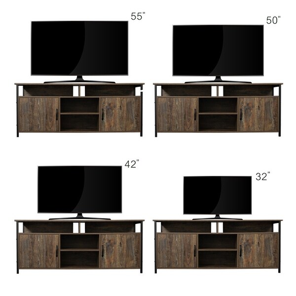 57'' Modern TV Cabinet Universal TV Stand with 3 Layer Shelvesand2 Handled Cabinet Entertainment Center