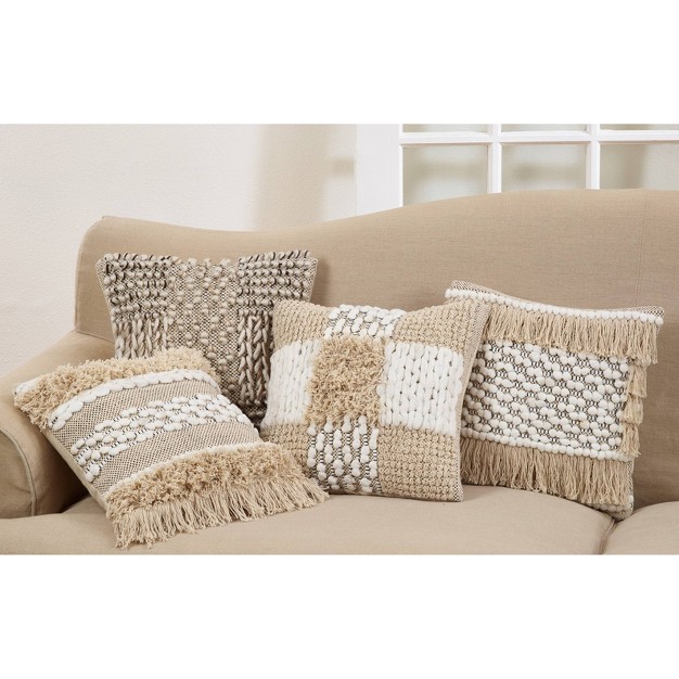 Moroccan Down Filled Throw Pillow With Frills Natural Saro Lifestyle