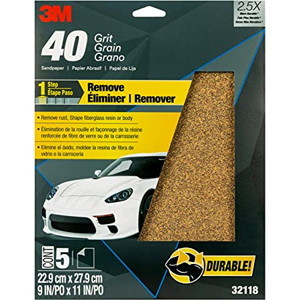 3M 32118 9 x 11 40D Grit Sanding Paper Sheets 5/...