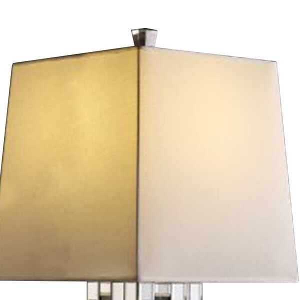 Table Lamp with Cuboid Shape and Mirrored Trim， Silver