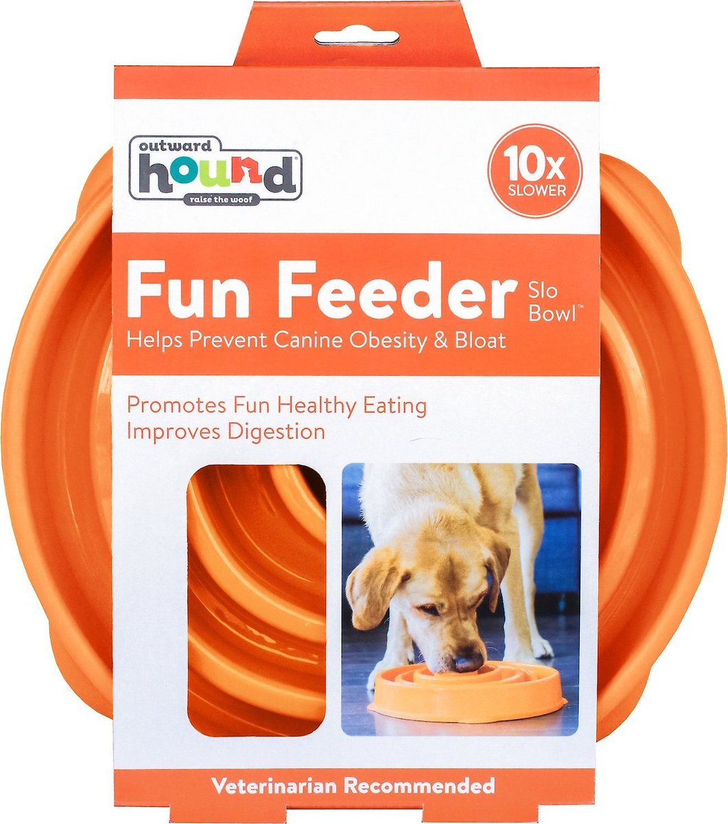 Outward Hound Fun Feeder Interactive Dog Bowl， Orange