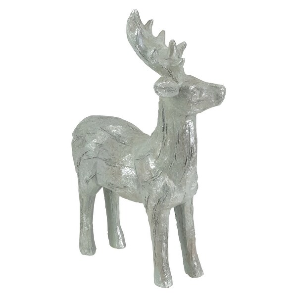 10.5 Gray and Silver Faux Wood Grain Standing Deer Christmas Figure