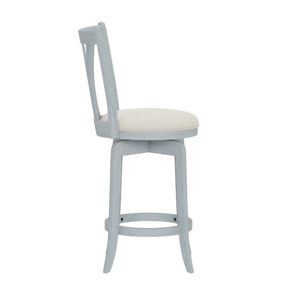 Larson Wood Counter and Bar Swivel Stool， Blue Wire brush