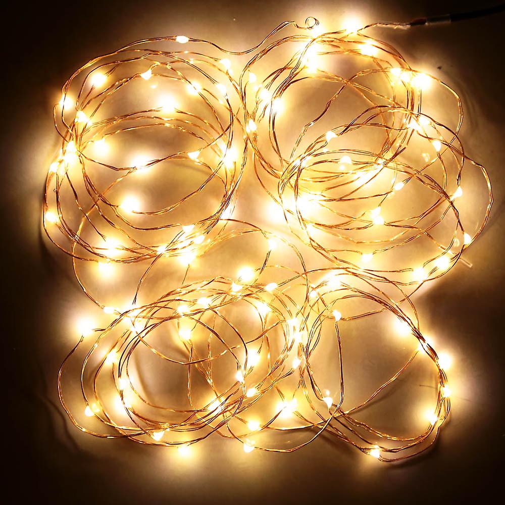 Dc4.5v 1w 10 Meters 100 Led Fairy Copper String Light Battery Powered Operated Warm White Flexible Bendable Twistable Portable For Home Party Diy Deco