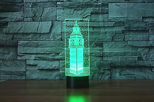 3d Big Ben Night Light 7 Color Change Led Table Desk Lamp Acrylic Flat Abs Base Usb Charger Home Toy Brithday Xmas Kid Children Gift