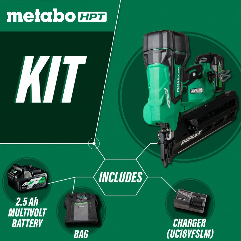 Metabo HPT 36V MultiVolt™  Duplex Nailer Cordless Kit