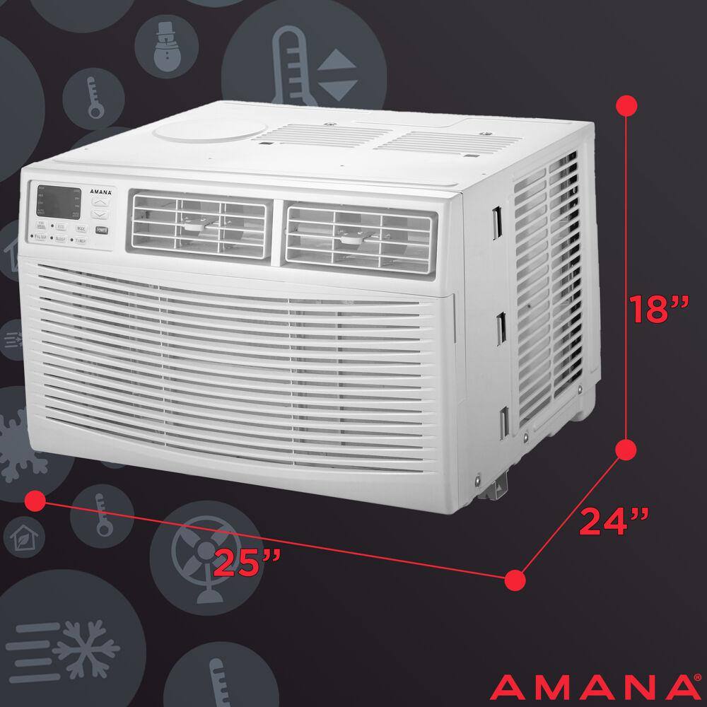 Amana 15000 BTU 115V Window AC w Remote for Rooms upto 700 sq. ft. 24-Hour Timer 3-Speed Auto-Restart Digital Display White AMAP151BW