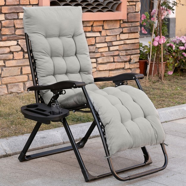 Outsunny Padded Zero Gravity Chair Folding Recliner Chair Patio Lounger With Cup Holder Cushion For Outdoor Patio Deck And Poolside