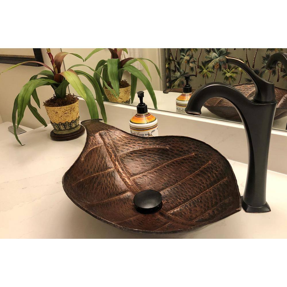 Premier Copper Products Leaf Hammered Copper Vessel Sink in Oil Rubbed Bronze PVLFDB