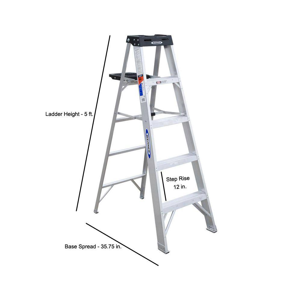 Werner 5 ft. Aluminum Step Ladder with 300 lb. Load Capacity Type IA Duty Rating 375