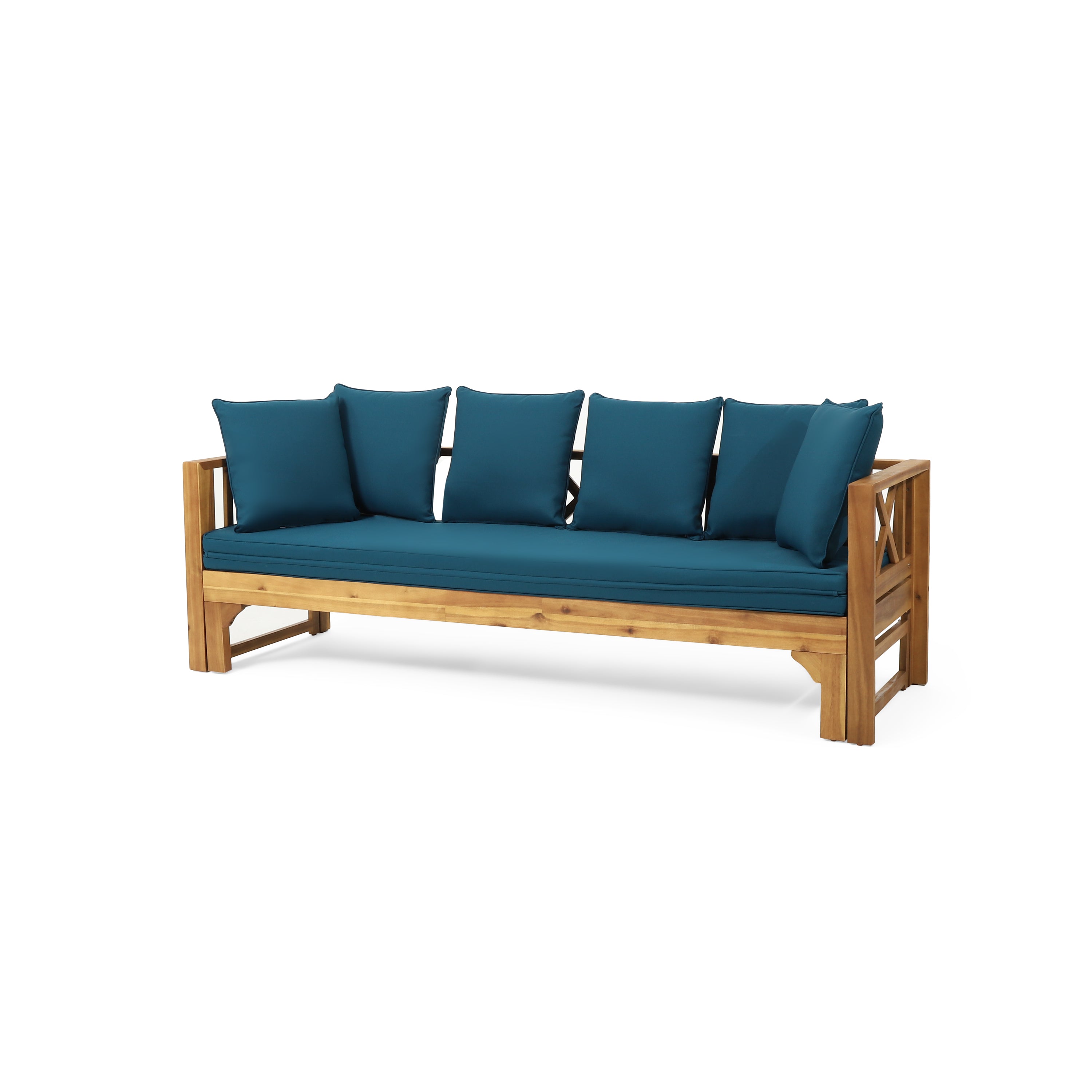 Camille Outdoor Extendable Acacia Wood Daybed Sofa