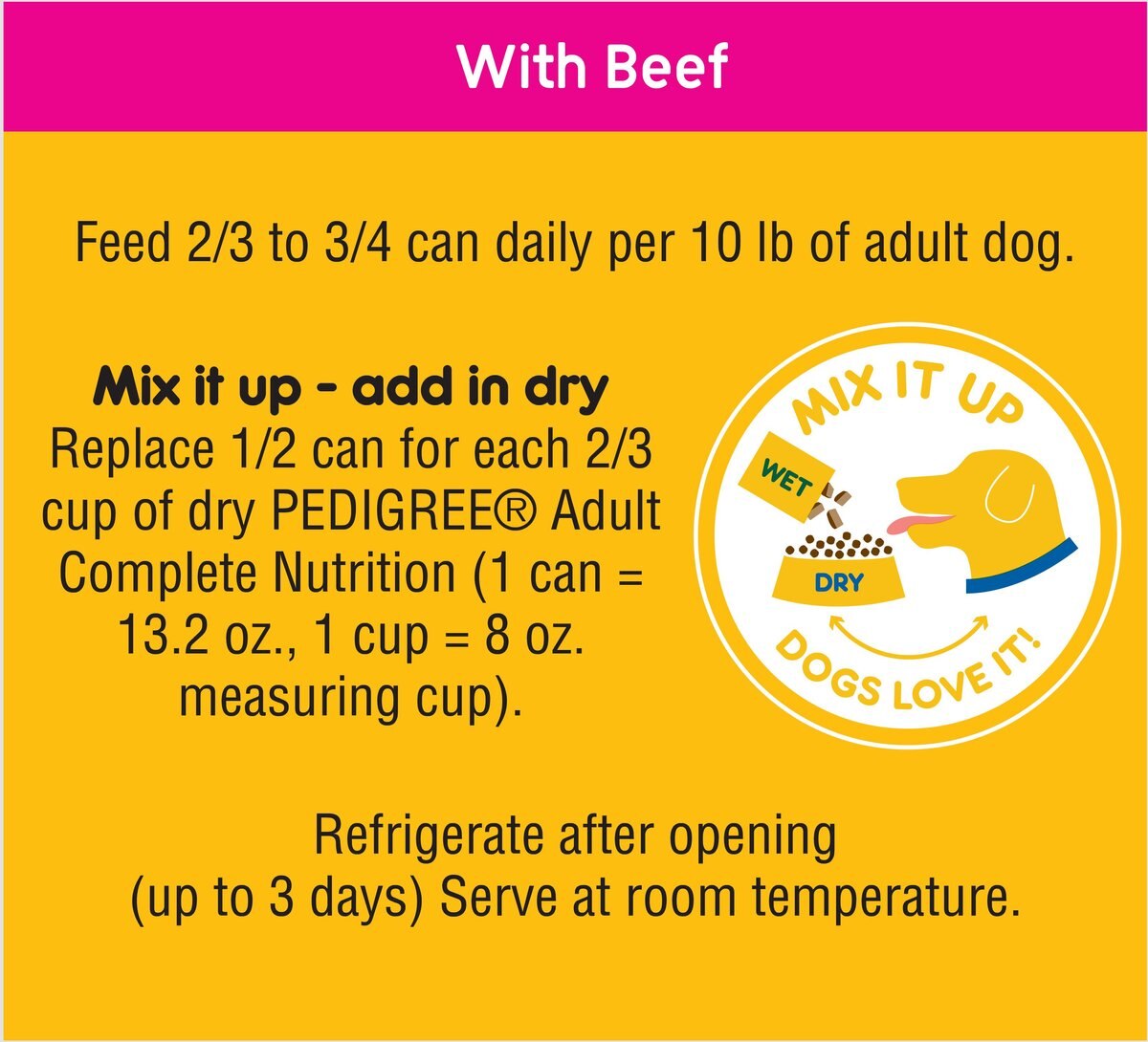 Pedigree Chopped Ground Dinner Chicken with Beef Adult Canned Wet Dog Food Variety Pack