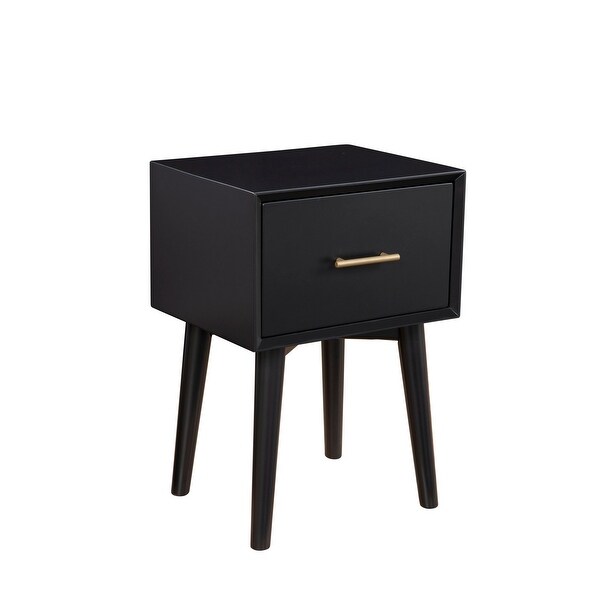 End Table with 1 Drawer and Angled Legs， Black