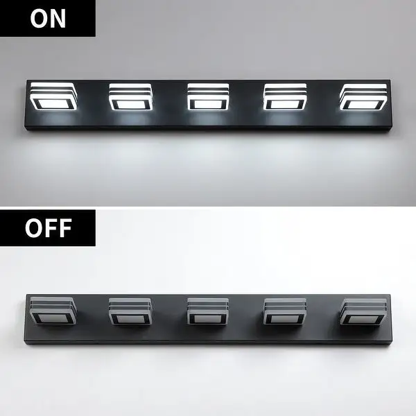 32.28 in. 5-Light Black Metal LED Vanity Light Bar